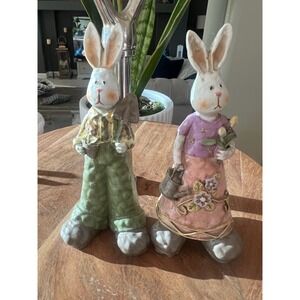 Easter Farmer bunny Rabbits Couple